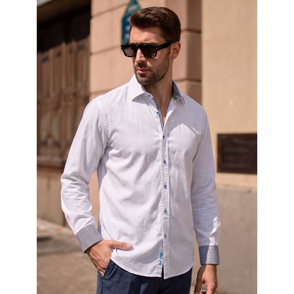 Robert Graham EXCLUSIVE Shirt Textured White Size M Cotton Excellent Classic Fit